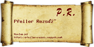 Pfeiler Rezső névjegykártya